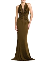 Fluid Knit Stretch Jersey Evening Dress