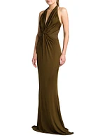 Fluid Knit Stretch Jersey Evening Dress