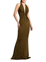 Fluid Knit Stretch Jersey Evening Dress