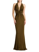 Fluid Knit Stretch Jersey Evening Dress