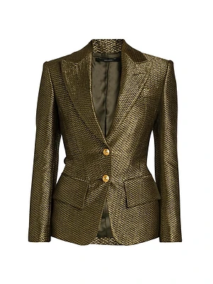 Metallic Silk-Blend Boucle Single-Breasted Jacket