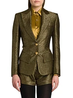 Metallic Silk-Blend Boucle Single-Breasted Jacket