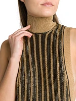 Slinky Virgin Wool-Blend Metallic Turtleneck Minidress