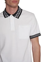 Chain-Link Cotton Polo Shirt