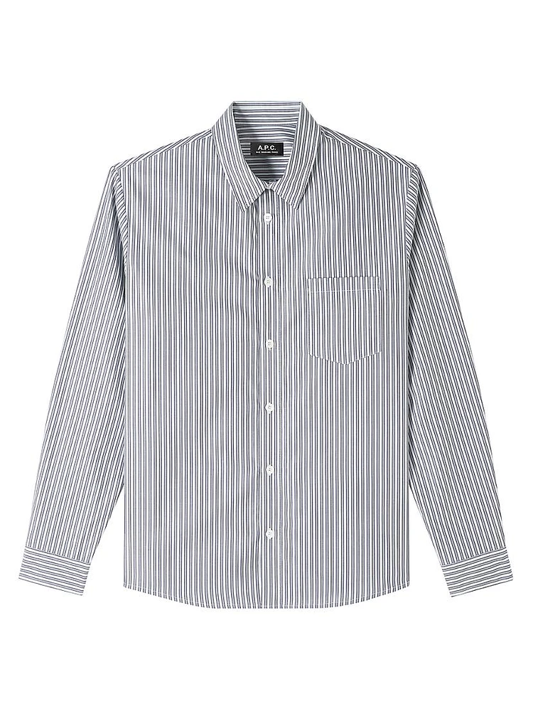 Striped Cotton Button-Front Shirt