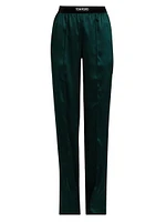 Logo Stretch Silk Satin Pajama Pants