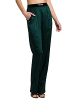 Logo Stretch Silk Satin Pajama Pants