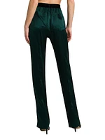 Logo Stretch Silk Satin Pajama Pants