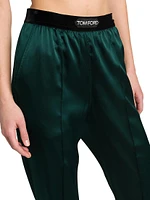 Logo Stretch Silk Satin Pajama Pants