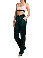 Logo Stretch Silk Satin Pajama Pants