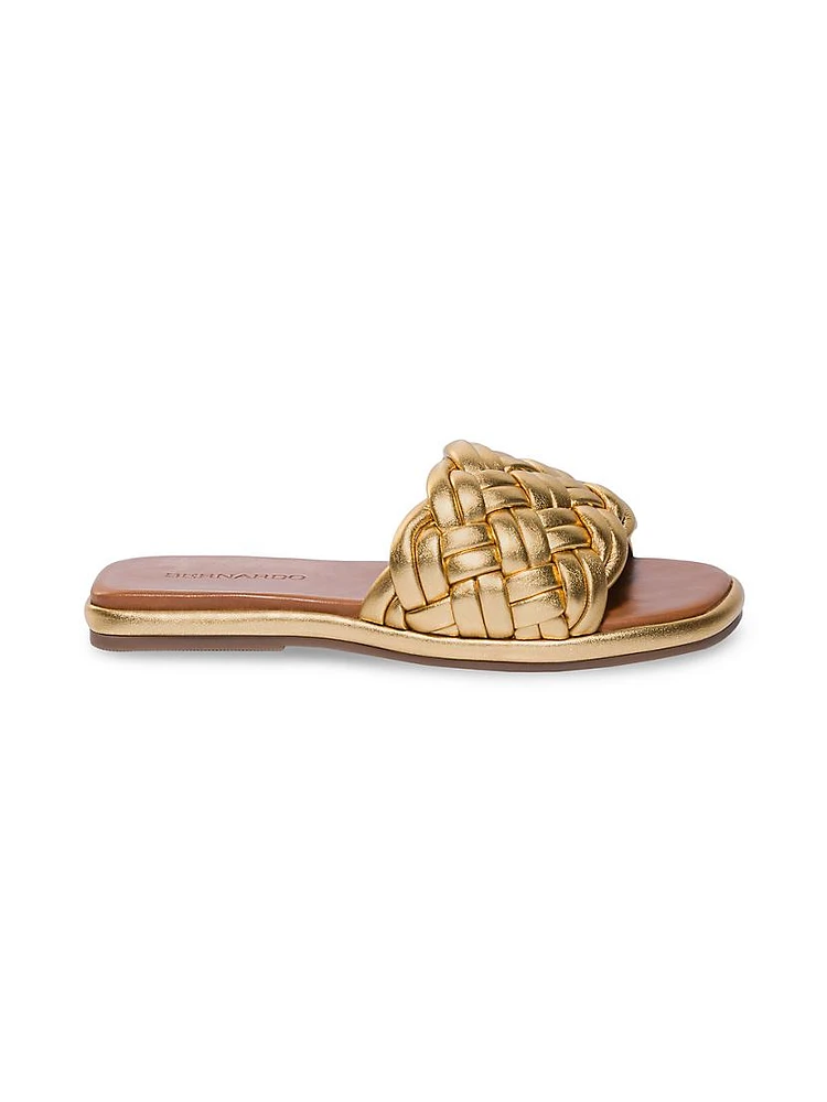 Troy Metallic Leather Woven Sandals