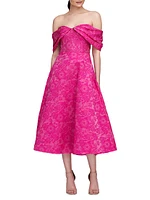 Fiona Cloud Floral Jacquard Midi-Dress