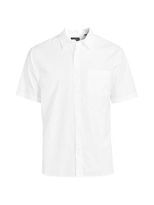 Cotton Poplin Button-Front Shirt