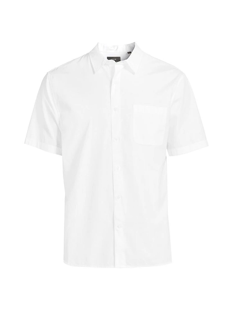 Cotton Poplin Button-Front Shirt