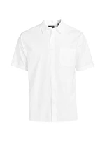 Cotton Poplin Button-Front Shirt