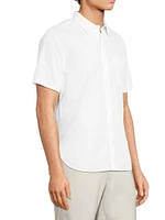 Cotton Poplin Button-Front Shirt