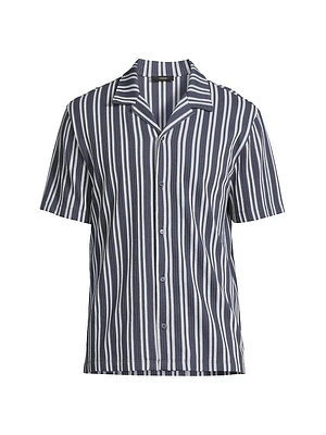 Jacquard Striped Cotton-Blend Camp Shirt