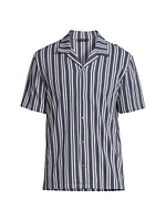 Jacquard Striped Cotton-Blend Camp Shirt