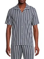 Jacquard Striped Cotton-Blend Camp Shirt