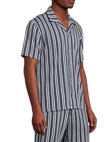 Jacquard Striped Cotton-Blend Camp Shirt