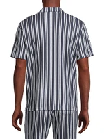 Jacquard Striped Cotton-Blend Camp Shirt