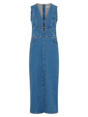 Alba Long Cut Out Denim Dress