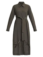 Plus Ghianda Embroidered Poplin Shirtdress