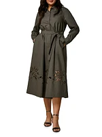 Plus Ghianda Embroidered Poplin Shirtdress