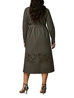 Plus Ghianda Embroidered Poplin Shirtdress