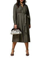 Plus Ghianda Embroidered Poplin Shirtdress