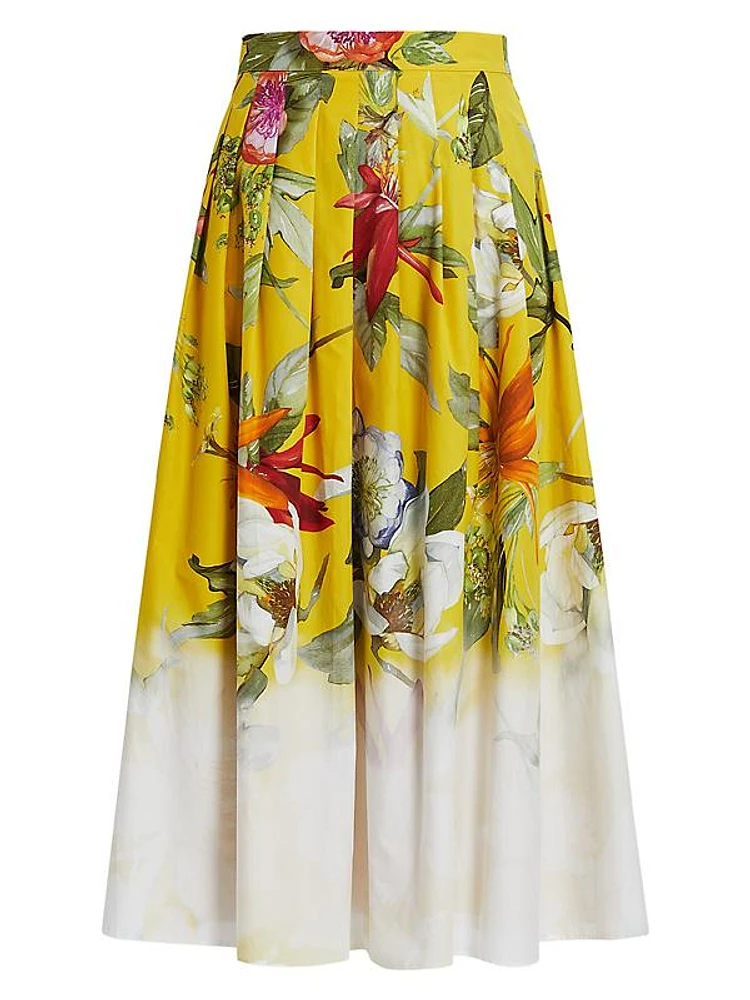 Abaco Printed Poplin Midi-Skirt