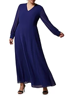 Plus Size Cambio Draped Crepe Georgette Maxi Dress