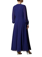 Plus Size Cambio Draped Crepe Georgette Maxi Dress