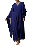 Plus Size Cambio Draped Crepe Georgette Maxi Dress