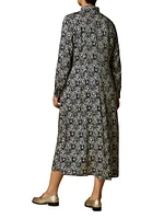 Plus Adam Printed Satin Shirtdress