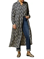 Plus Adam Printed Satin Shirtdress