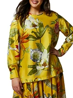 Plus Leandro Printed Silk Twill Blouse