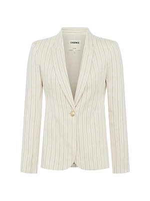 Clementine Striped Linen-Blend Blazer