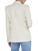 Clementine Striped Linen-Blend Blazer