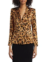 Colin Leopard Silk Double-Breasted Blazer