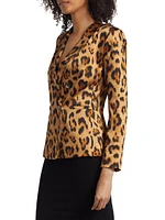 Colin Leopard Silk Double-Breasted Blazer