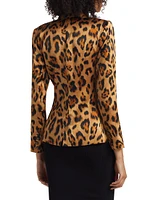 Colin Leopard Silk Double-Breasted Blazer