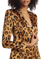 Colin Leopard Silk Double-Breasted Blazer