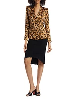 Colin Leopard Silk Double-Breasted Blazer