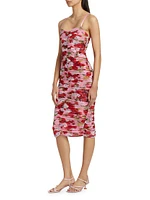 Caprice Floral Ruched Midi-Dress