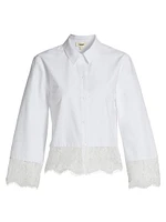 Levo Cotton-Blend Lace-Trim Blouse