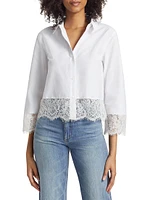 Levo Cotton-Blend Lace-Trim Blouse