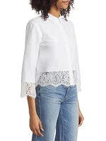 Levo Cotton-Blend Lace-Trim Blouse