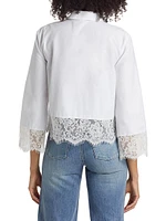 Levo Cotton-Blend Lace-Trim Blouse