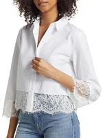 Levo Cotton-Blend Lace-Trim Blouse